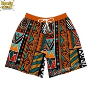 Hot Sale Men Street Five-Point Shorts African Ankara Pattern 3D Digital Print Elastic Waist Breathab