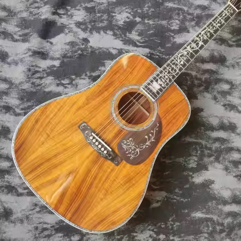 Professional Brown All Koa Wood D45 Acoustic Guitar 41 Inch 6 Strings Ebony Fingerboard Bone Nut 20