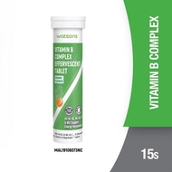 WATSONS Vitamin B Complex Effervescent Tablet Orange Flavour 15s - With Vit B3 Vit B9 Vit C Zinc Cal
