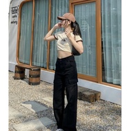 CELANA HIGHWAIST CARGO JEANS LOOSE WANITA KULOT CARGO HIGHWAIST BB