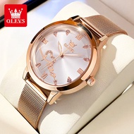 OLEVS Jam Tangan Perempuan Original Waterproof Quartz Stainless Steel Luminous Casual Fashion Watch 