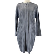 狀況極佳 ▲ 三宅一生 PP91-JA513 PLEATS PLEASE PLEASE 長款開襟衫，灰色，3 碼，日本製造，正品，女款。