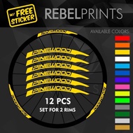 PINEWOOD (12 pcs) Custom Wheel Rim Sticker Decal for Mountain Bike/Road Bike