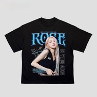 การออกแบบเดิมเสื้อเท่ๆหญิงไตล์เดียวกันเช่น Lisa JENNIE JISOO ROSE BLACKPINK  แขนสั้นแบบหลวมเสื้อยืดห