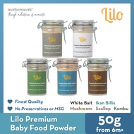 [7 Flavors] Lilo Premium Baby Food Powder Bottle 50G - Ikan Bilis / Mushroom / Scallop / White Bait / Kombu / Shrimp / Corn | Baby Food Powder / Baby Food