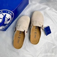 BIRKENSTOCK Birkenstock Boston Lelaki/Wanita Sandal Kulit Coklat Gelap Klasik Cork TGW5 QUTB