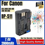 BP-511 Battery 7.4V 2000mAh Rechargeable Batteries and Charger for Canon EOS 300D 50D 40D 30D 10D D6