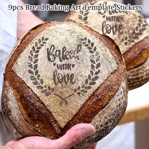 9-Piece Reusable Bread Baking Template 5.9 X 5.9 Inches Artistic Decoration Baking Mold for Creative