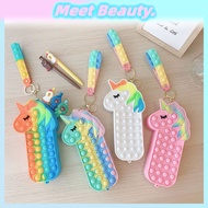 Unicorn Pop It Pencil Case For Girl Push Bubble Fidget Toys Soft Silicone Squishy Boy Creative Stationery Toy Gifts Storage Box