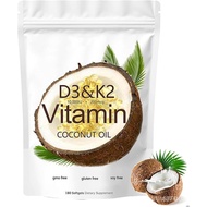 2-in-1 Vitamin D3 K2  Softgel, 10000 IU VIT D3 + 200 MCG Vitamin K2 (180 Pcs) GAWT