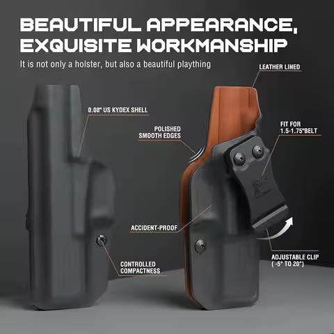For Glock 19 19X,G43,G43X (NO mos or rail),Taurus G2C G3C,Kydex Lined Leather IWB Concealment Holste