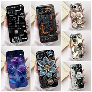 Shockproof Case For Google Pixel 6 6A Cover GB7N6 GX7AS Cool Fashion Flower Machine Painted Soft Cas