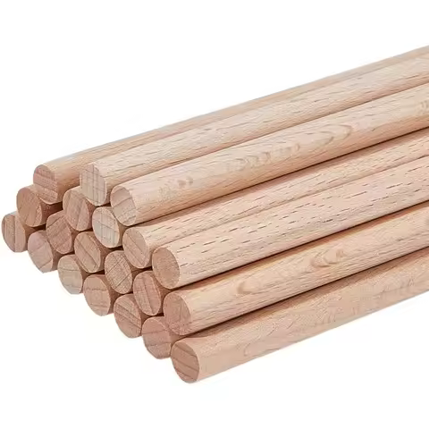 20Pcs Round Beech Wood Sticks 11.8 inch Long Unfinished Wooden Strips 8mm Round Dowels Strips Wooden