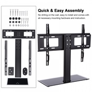 TV Stand Universal Table TV Stand for 26"-70" Height Adjustable Monitor Desk Bracket with Tempered Glass Base