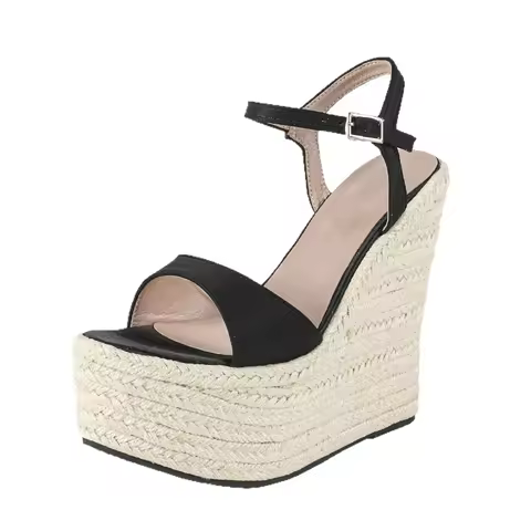 Fashionable women's high heel sandals About 13cm heel height Hemp rope wedges heel sandals Summer wo