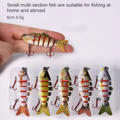 Mini Deep Diving 6 Segment Fishing Lures 6cm 4.5g Lifelike Eyes Bionic Bait 3d Eyes Bass Crankbaits 
