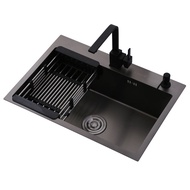 Nano kitchen sink single sink household 304 stainless steel black sink kitchen manual sink sink