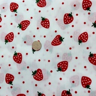Fabric By The Meter The Yard Tc Cotton Strawberry Pattern Large Equal To 1 Baht Coin Width 45 Inches