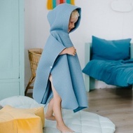 海軍藍華夫格兒童沙灘罩 - 兩側開放的幼兒浴袍