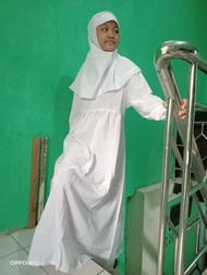 Baju Muslim Gamis Anak Perempuan 4 - Remaja Tanggung ABG 14 Tahun Warna Putih