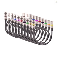 10-Pack 1.5M XLR Cable Set Colorful Circle Mic Cables DMX Stage Light Cable 3-Pin Male to Female for