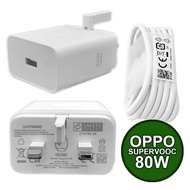 80W Super Vooc Charger Adapter for Oppo Realme 1+ OnePlus Reno With Type-C Cable