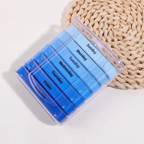 Weekly Pill Organizer 7 Day, 4 Times Daily 28 Grid Pill Box Medicine Tablet Holder Storage Organizer