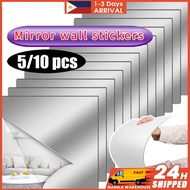 5/10pcs 30*30 Anti Fog Wall Mirror Sticker DIY Mirror Tiles Self Adhesive Shatterproof Safety Mirror