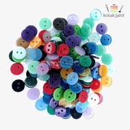 kancing 2 lubang 1 gross 144 pcs kemeja hem baju 11 mm warna polos plastik bulat bening putih coklat