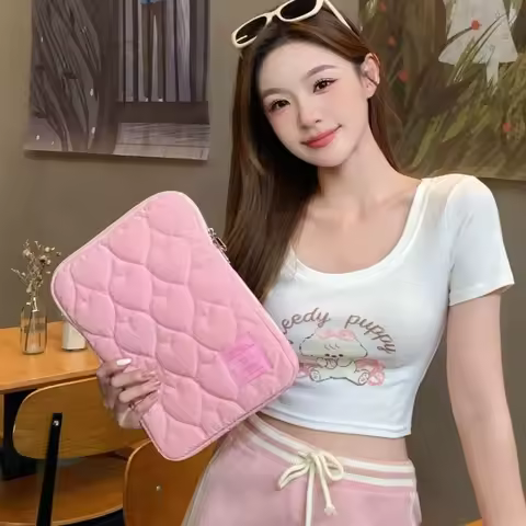 Tablet Cover Love Heart Tablet Storage Bag Large Capacity Korean Style Laptop Sleeve Shockproof Puff