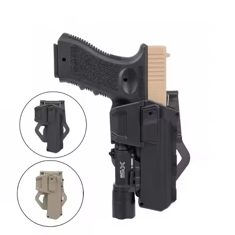 Tactical G17 G18 G19 Movable Pistol Holster IR Laser Flashlight Mounted Airsoft Colt M1911 P320 Lock