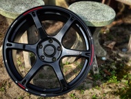 New Car Sport Rim TE037 Wheels 18x8.5 5x112 5x114 ET40 Black with Milling Words and Red Line - READY