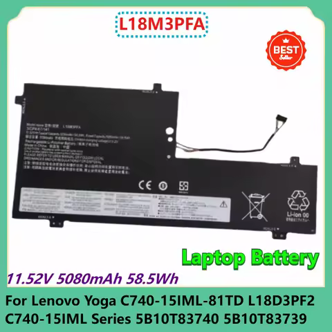 L18M3PFA Laptop Battery 11.52V 5080mAh 58.5Wh For Lenovo Yoga C740-15IML-81TD L18D3PF2 C740-15IML Se