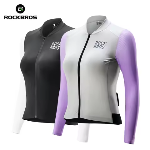 ROCKBROS Female Cycling Jersey Lightweight Breathable Long Sleeves Cycling Shirt Soft High Elastic J