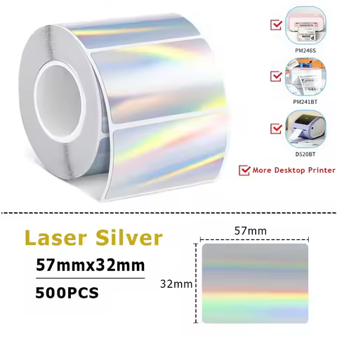 Phomemo PM246S D520 PM241BT Holographic Laser Silver/Gold Thermal Sticker DIY Seal Labels Festival C