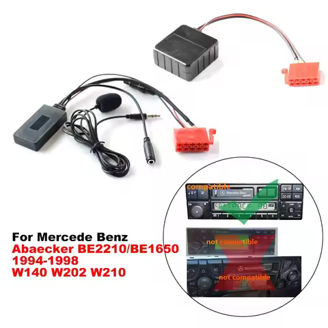 Car 10pin Bluetooth 5.0 Kit Aux In Audio Stereo Adapter Cable for Mercede Benz abaecker BE2210/BE165
