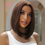 วิกผมบ็อบด้านหน้าลูกไม้ 100% ผมมนุษย์ที่มีเส้นผมเด็กของ QVR Virgin Remy Hair แบบแยกส่วนกลาง ผมธรรมชา