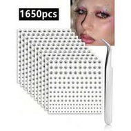 1650/1320/825/495/330/165pcs 3-6mm Silver Plated Acrylic Y2K Sexy Body Stickers + Tweezers, Fake Nos