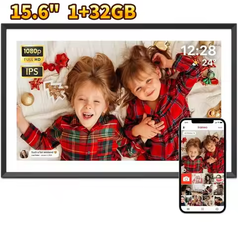 WiFi Digital Picture Frame 15.6 Inch with 32GB Storage, 1920x1080 FHD IPS Touch Screen, Easy Setup T