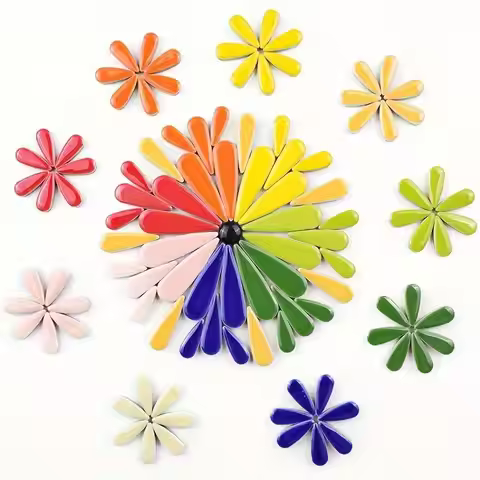 100g Pack Droplet Shaped Ceramic Mosaic Tiles DIY Handmade Colorful Irregular Craft Decor