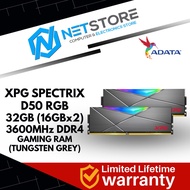 ADATA XPG SPECTRIX D50 RGB 32GB (16GBx2) 3600MHz DDR4 GAMING RAM (TUNGSTEN GREY) AX4U360016G18I-DT50