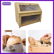 [Iniyexa] Bamboo Bread Box Bread Bin Cans Bread Holder Kitchen Canisters Bread Storage Container for Shop Flour Food Tea