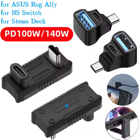 1/2PCS 180 Degree Angle USB Adapter PD140W/100W 20Gbps USB-C Male To USB-C Female Adapter for ASUS R