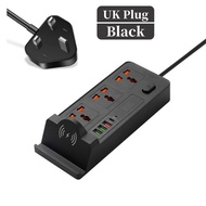 【COD STOCK】Multi-function Socket Power Strip Wireless Charger USB plug with 4.2A Fast Charging 3 AC 