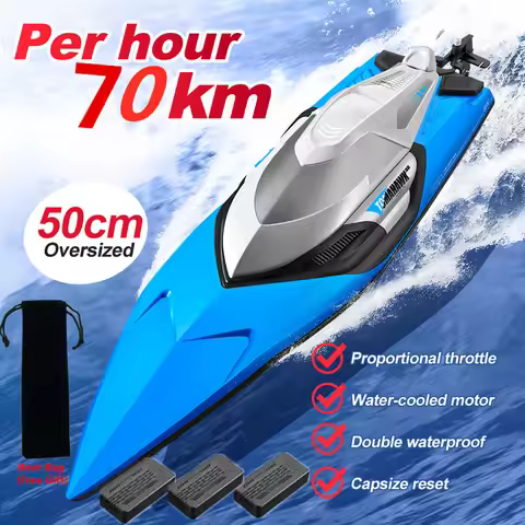 50CM Large Racing 70KM/H High Speed RC Boat 2.4G 200M Capsized Reset Dual Waterproof Smart Alarm Rem