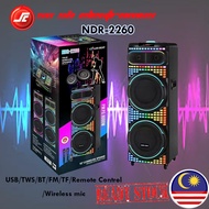 PORTABLE SPEAKER NDR-2260 SPEAKER 12"*2 USB/TWS/BT/FM/TF/Remote Control with mic