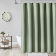 ม่านอาบน้ำสีเขียว-ม่านอาบน้ำเนื้อผ้าหนาเนื้อวาฟเฟิลแบบหนาชุดม่านอาบน้ำผ้าโพลีเอสเตอร์ถ่วงน้ำหนักสุดหรู