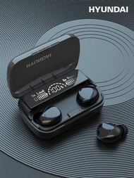 現代 Hy-t18 入耳式無線耳機,具有被動降噪功能,適合跑步,高保真音質和免提通話,5.3 小時播放時間,內置麥克風,led 顯示屏,智能觸摸控制,電池壽命長