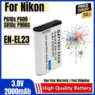 EN-EL23 Battery 3.8V 2000mAh Rechargeable Batteries and Charger for Nikon P610s P600 S810c P900S Cam