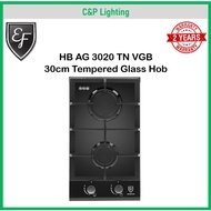 EF  30cm Double Burner Tempered Glass Cooker Hob Gas Stove HB AG 3020 TN VGB